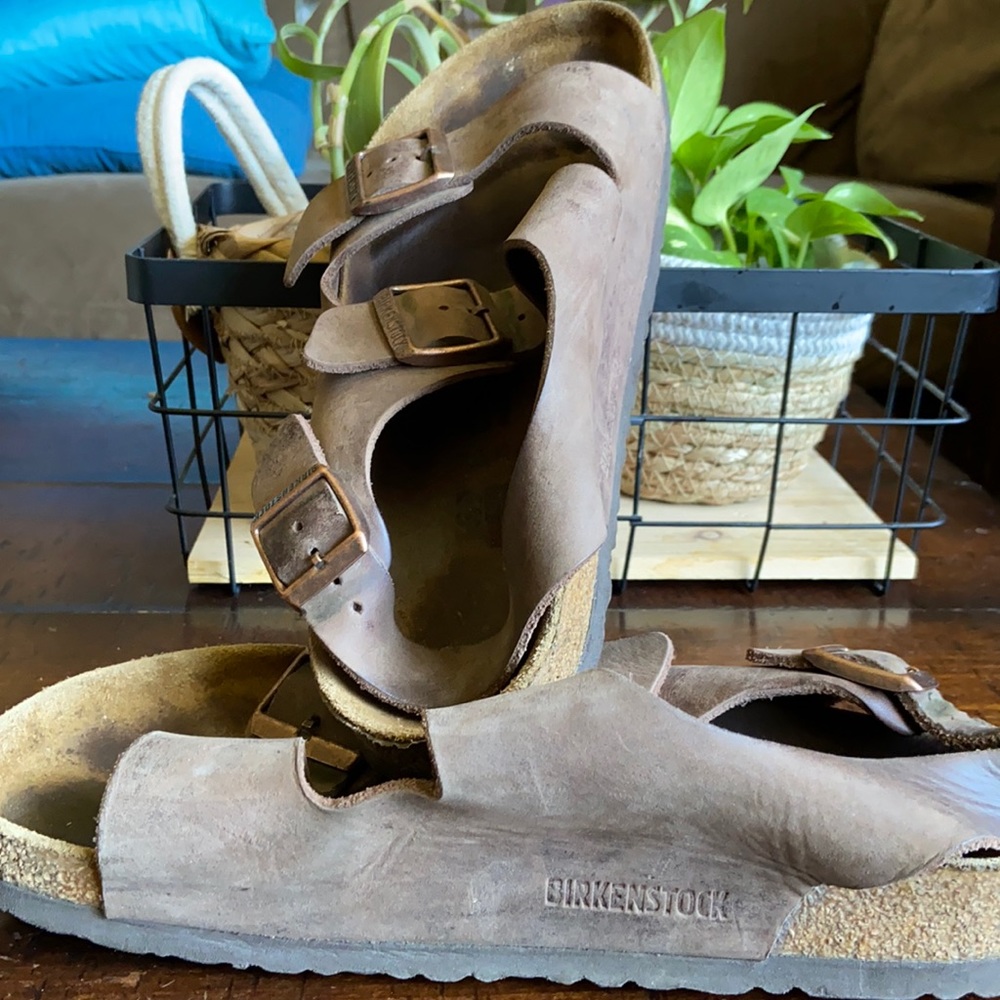 Birkenstock sandals! Brown leather, size 39(8)